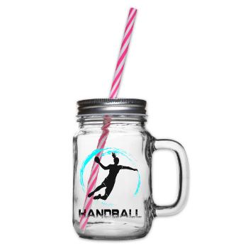 Handball - Henkelglas mit Schraubdeckel - Klar - Rechts