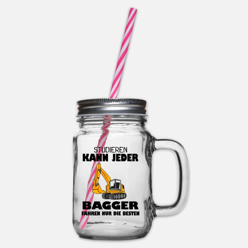 Bagger Baggerfahrer Spruch - Henkelglas mit Schraubdeckel - Klar