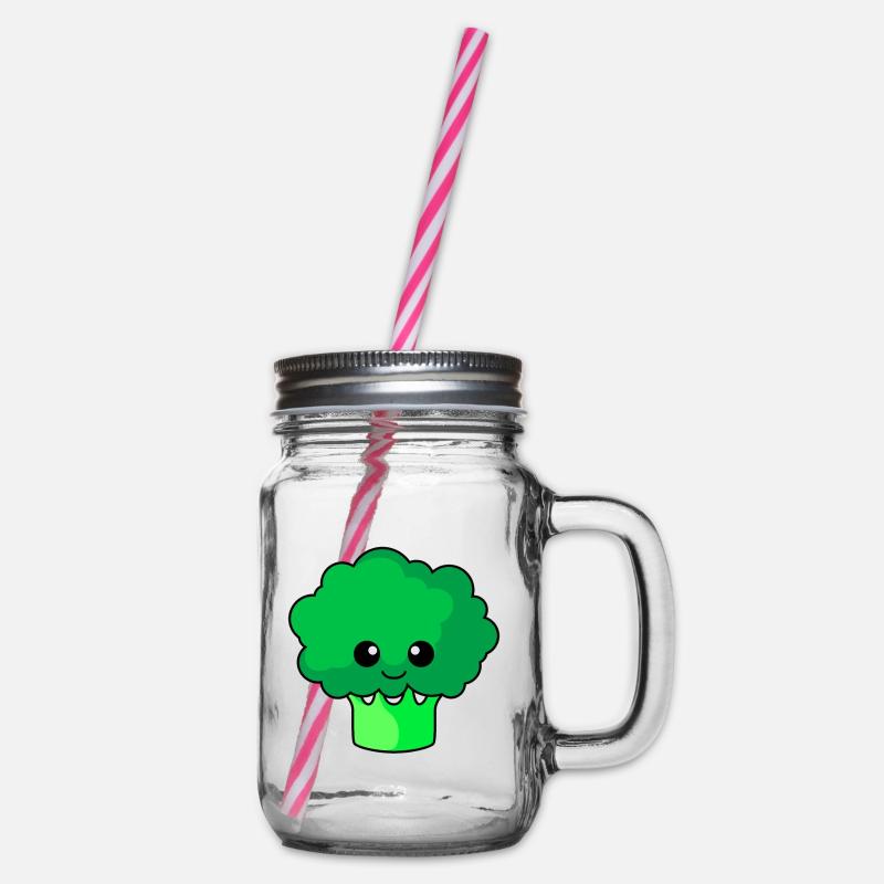 Broccoli Comic - Henkelglas mit Schraubdeckel - Klar