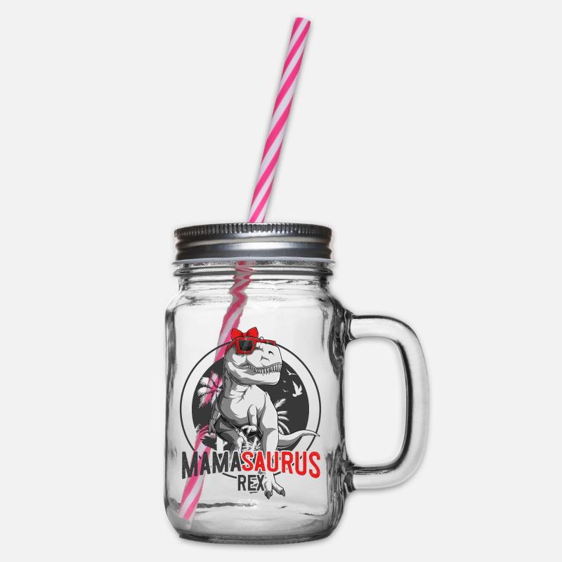 Mamasaurus Mama Dinosaurier Muttertag Geschenk - Henkelglas mit Schraubdeckel - Klar