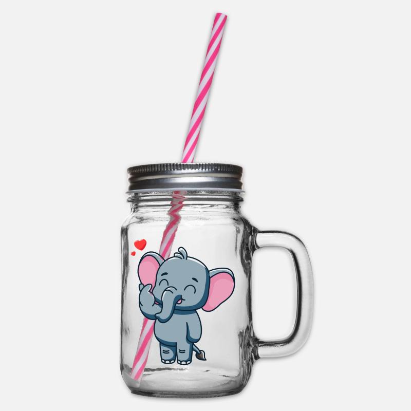 Mignon bébé éléphant avec du cœur - Bocal à boisson - transparent