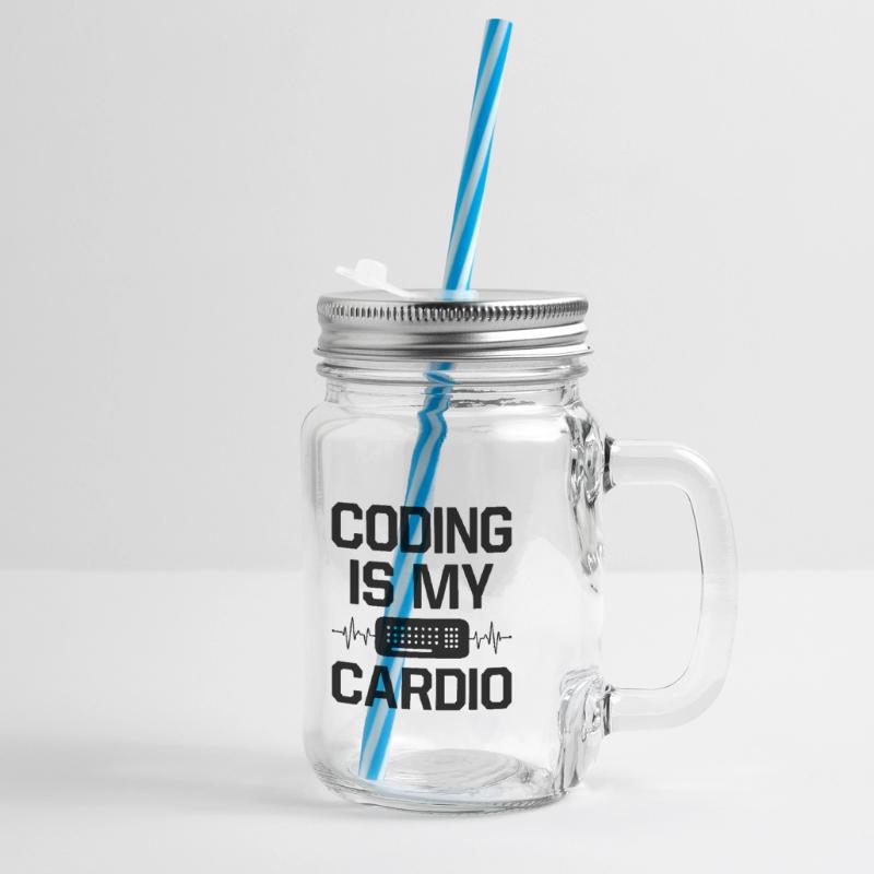 Coding Is My Cardio Programming Coder Computer Gee Henkelglas mit Schraubdeckel