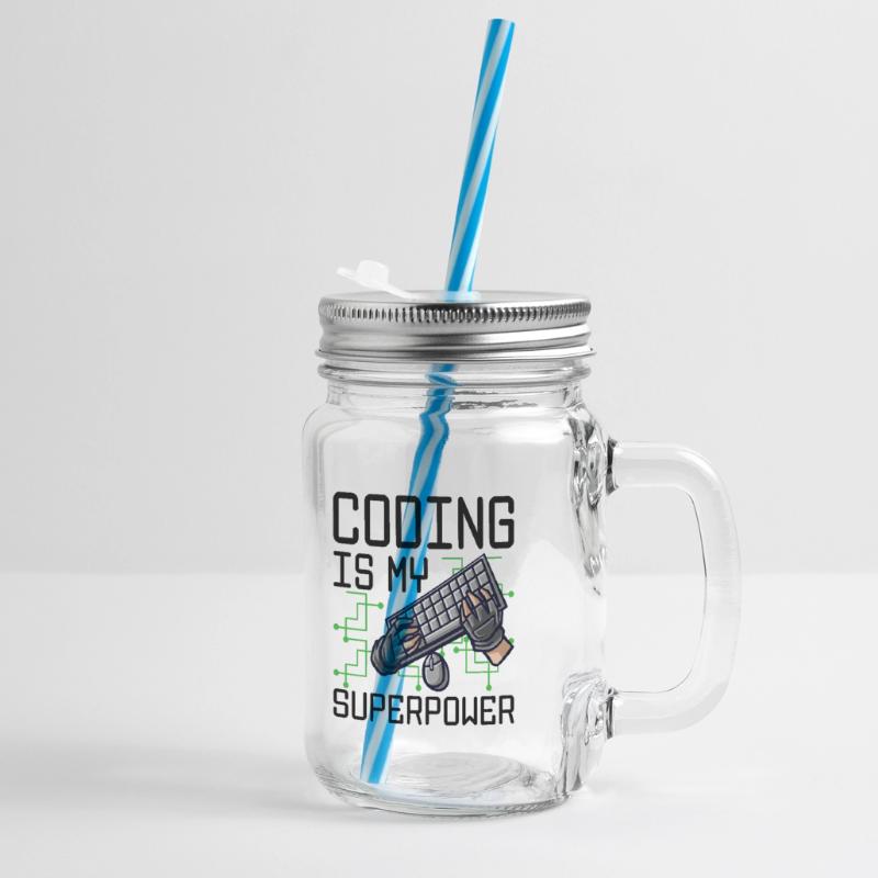 Coding Is My Superpower Programming Coder Computer Henkelglas mit Schraubdeckel