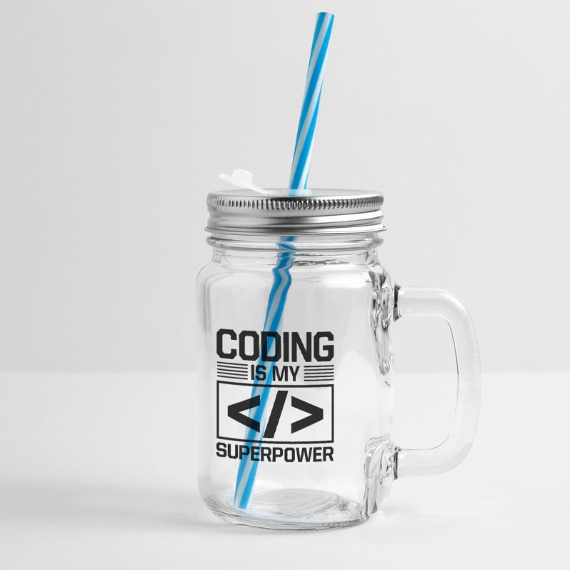 Coding Is My Superpower Programming Coder Computer Henkelglas mit Schraubdeckel