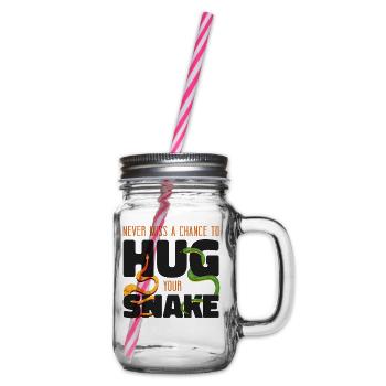 Snake Serpent Never Miss A Chance - Glass jar with handle and screw cap - clear - Right