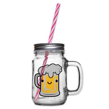 Sweet beer face - Glass jar with handle and screw cap - clear - Right