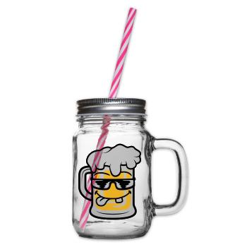 Cooles Gesicht Bier Maßkrug - Henkelglas mit Schraubdeckel - Klar - Rechts