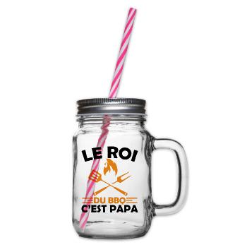 Le Roi Du Bbq C'est Papa Fête Des Pères Cadeau Bbq - Bocal à boisson - transparent - Droite