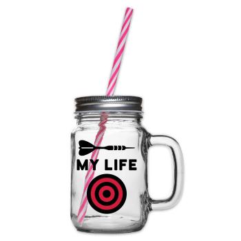 My life (Dartpfeil, Zielscheibe) - Henkelglas mit Schraubdeckel - Klar - Rechts