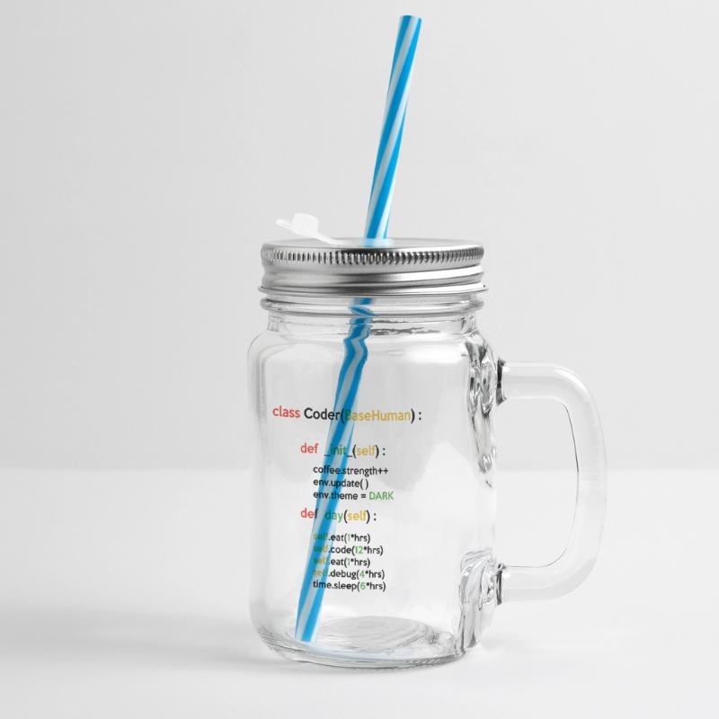 Class Coder Base Human Programming Coder Computer Henkelglas mit Schraubdeckel
