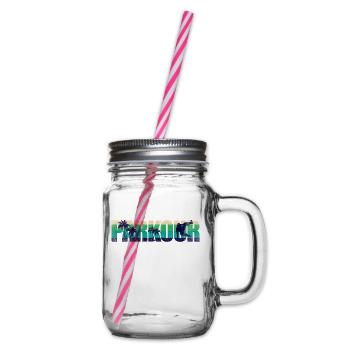 Parkour Free Running Traceur Retro - Glass jar with handle and screw cap - clear - Right