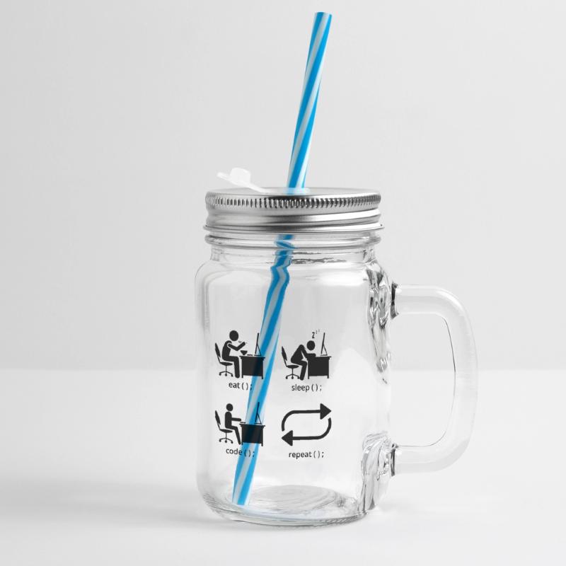 Eat Sleep Code Repeat Coder Programmer Software De Henkelglas mit Schraubdeckel