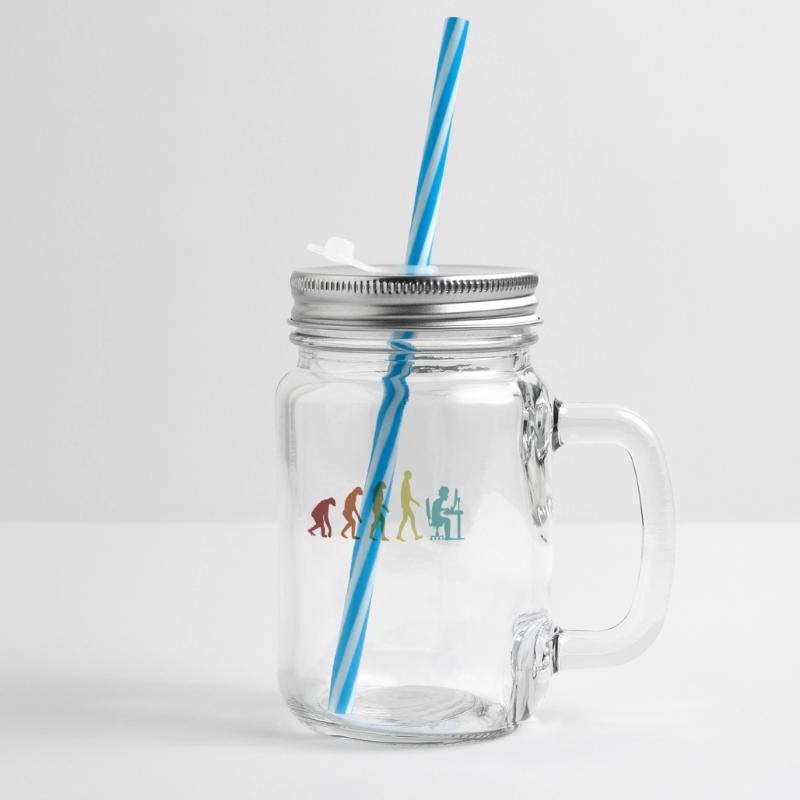 Programmer Evolution Full Stack Coder Software Glass jar with handle and screw cap