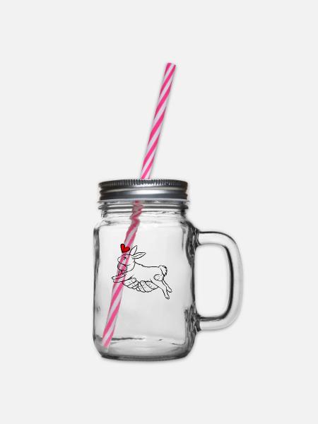 Kaninchen Liebe Lustige Hand Pflege Kaninchen Herz Cool - Henkelglas mit Schraubdeckel - Klar