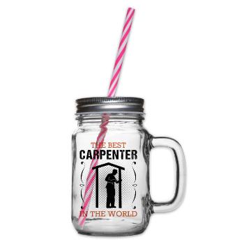 Carpenter Profession Carpenter Craftsman Gift - Glass jar with handle and screw cap - clear - Right
