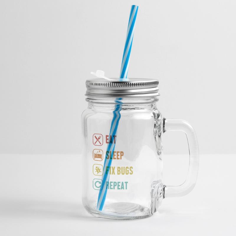 Eat Sleep Fix Bugs Repeat Developer Coder Henkelglas mit Schraubdeckel