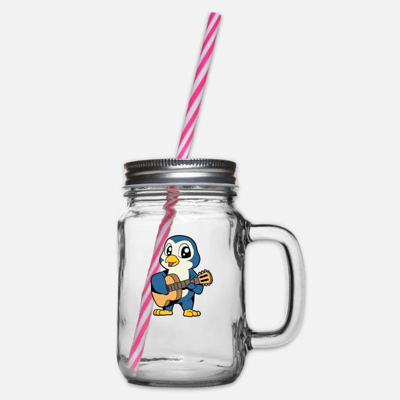 Comic Penguin joue de la guitare - Bocal à boisson - transparent