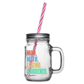 One. Myth. Laying. Gardener. Retro Gardening - Glass jar with handle and screw cap - clear - Right