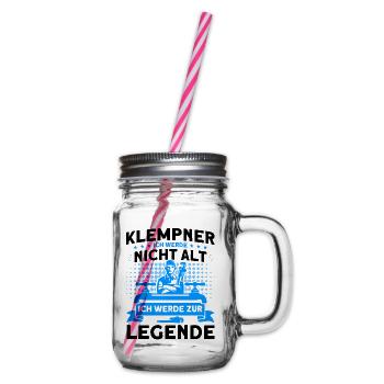 Sanitär Klempner Anlagenmechaniker Geschenk - Henkelglas mit Schraubdeckel - Klar - Rechts