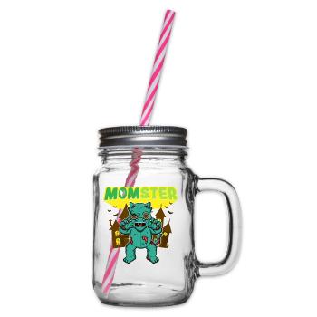 Momster Monster Mom Scary Halloween Mommy Costume - Glass jar with handle and screw cap - clear - Right