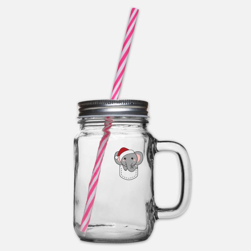 Joyeux Noël doux éléphant dans la poche de poitrine - Bocal à boisson - transparent