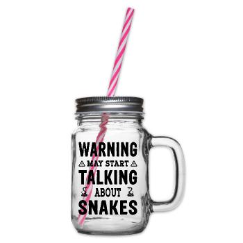 Waning may start talking about Snakes - Schlangen - Henkelglas mit Schraubdeckel - Klar - Rechts