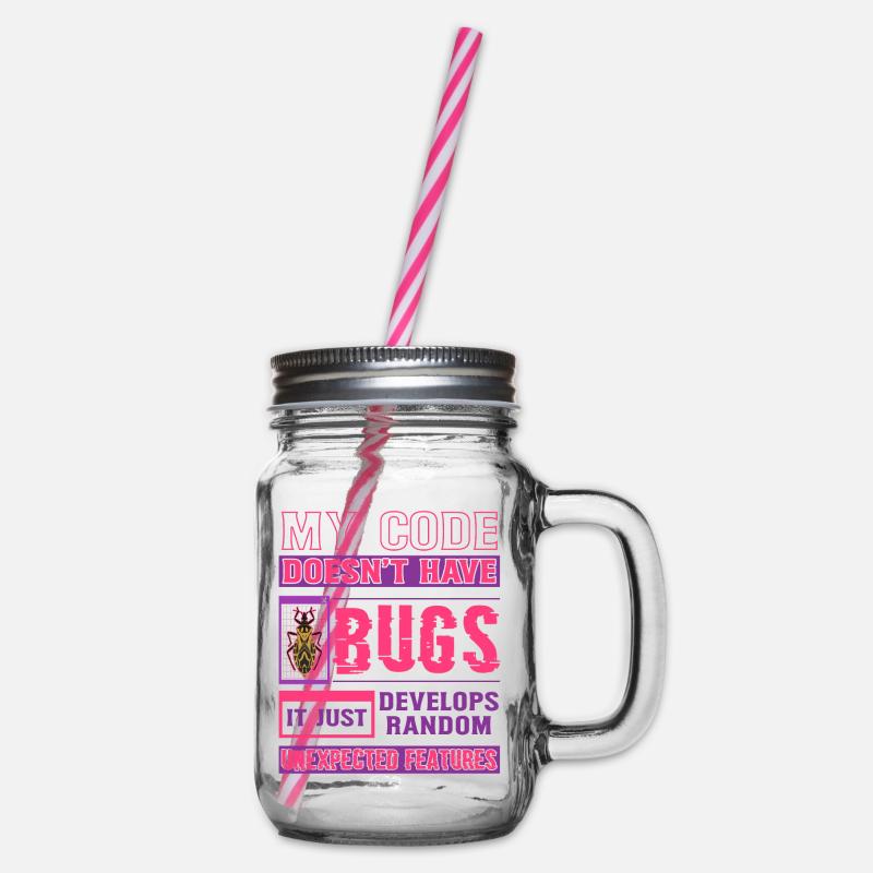 Developer My Code Hat Keine Bugs Funny Coding - Henkelglas mit Schraubdeckel - Klar
