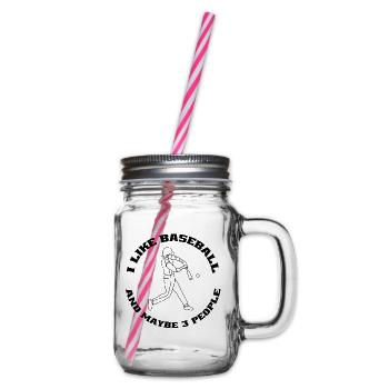 Baseball Baseball Lover Gift Baseball Game - Glass jar with handle and screw cap - clear - Right