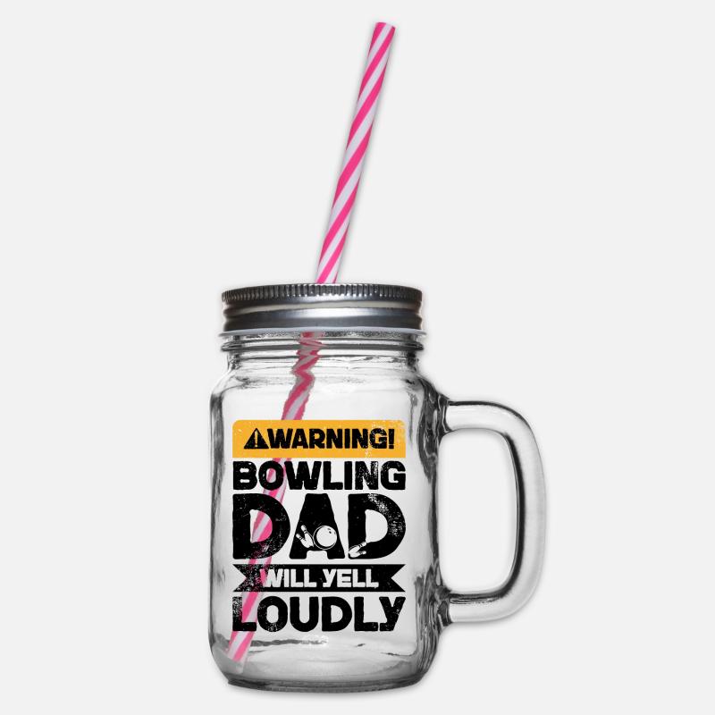 Warning Screaming - Bowling Dad - Glass jar with handle and screw cap - clear