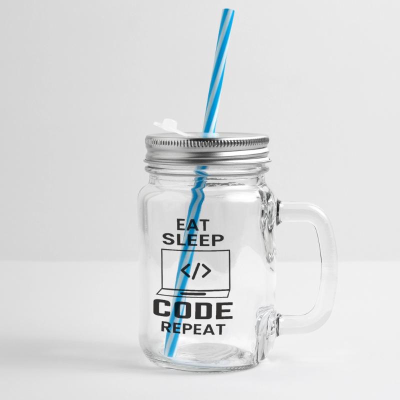 Software Developer Programmer Gift Glass jar with handle and screw cap