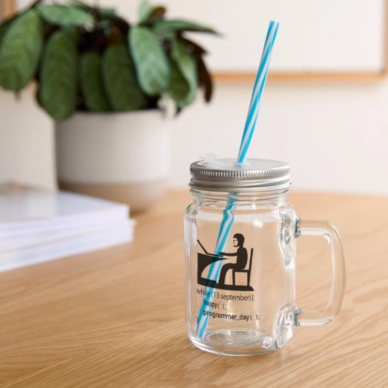 Software Developer Programmer Gift Glass jar with handle and screw cap