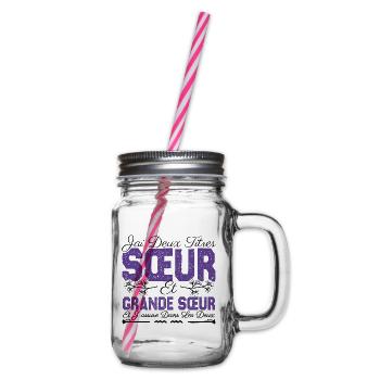 J'ai deux titres Sœur et Grande Sœur Cadeau soeur. - Bocal à boisson - transparent - Droite