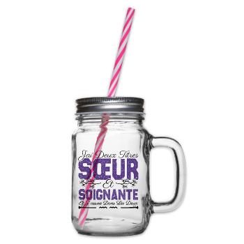 J'ai deux titres Sœur et Soignante. Cadeau soeur . - Bocal à boisson - transparent - Droite