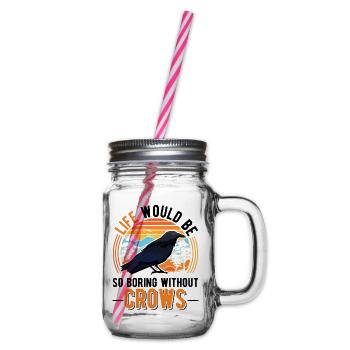 Crow Raven Crow Crow Husbandry Crow Breeder - Glass jar with handle and screw cap - clear - Right