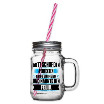 Erzgebirge Mann Namen Sachsen Felix - Henkelglas mit Schraubdeckel - Klar - Rechts
