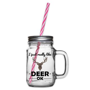Hirsch Waldtiere Tierliebhaber Spruch Geschenk - Henkelglas mit Schraubdeckel - Klar - Rechts