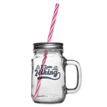 I love hiking - Glass jar with handle and screw cap - clear - Right