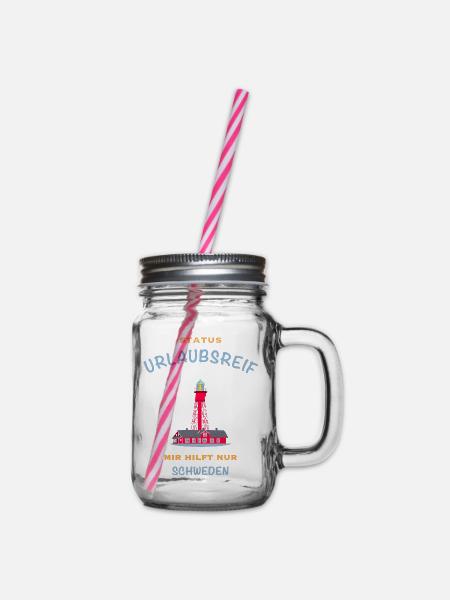 Schweden, Leuchtturm Pater Noster, Urlaubsreif - Henkelglas mit Schraubdeckel - Klar