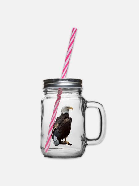 Cooles Polygon Design Mit Einem Weißkopfseeadler - Henkelglas mit Schraubdeckel - Klar