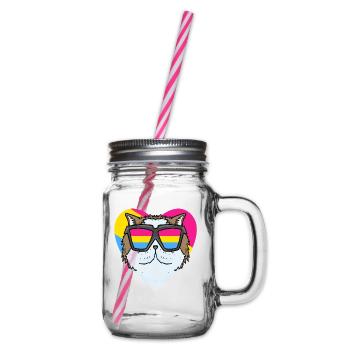 Pansexual Cat Persian Cat Heart Gift - Glass jar with handle and screw cap - clear - Right