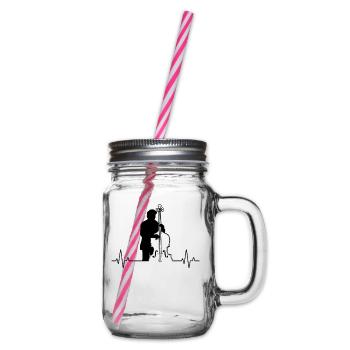 Double bass Double bass player Double bass player - Glass jar with handle and screw cap - clear - Right