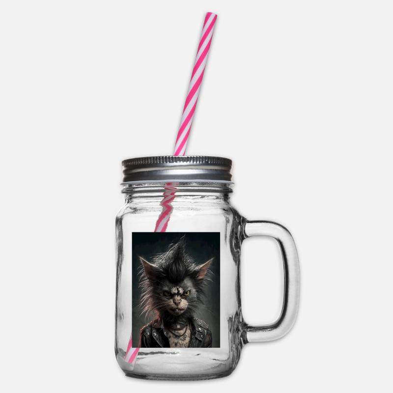 Chat Punk Rebel - Bocal à boisson - transparent