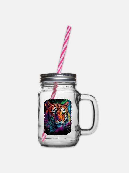 Tiger Design für einen Tiger Liebhaber - Henkelglas mit Schraubdeckel - Klar