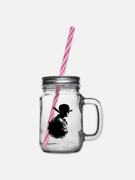 Baseball Spieler Silhouette - Henkelglas mit Schraubdeckel - Klar