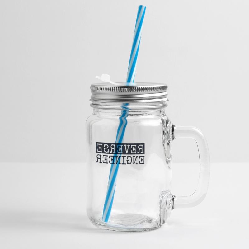 Reverse Engineer Software Engineer Developer Glass jar with handle and screw cap