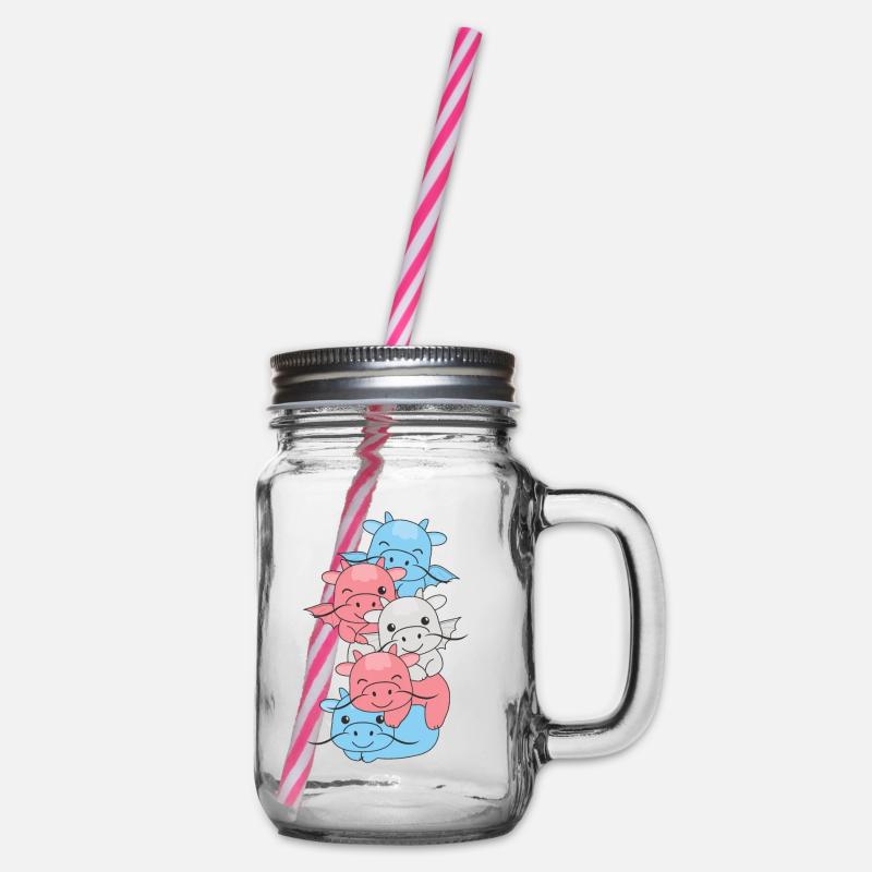 Transgender Flag Pride LGBTQ Cute Dragon Stack - Bocal à boisson - transparent