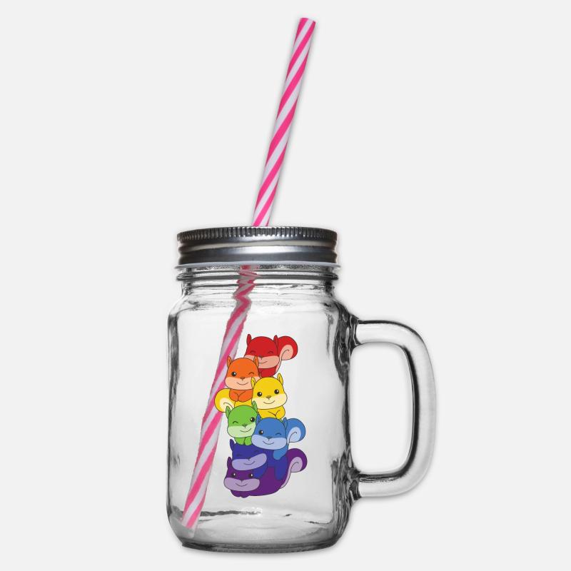 Regenbogen Eichhörnchen süße bunte Eichhörnchen - Henkelglas mit Schraubdeckel - Klar
