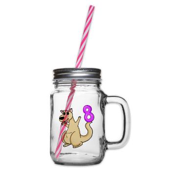 8 Birthday 8 years old with animal motif - eight - Glass jar with handle and screw cap - clear - Right