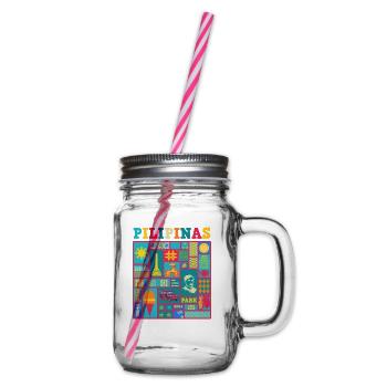 Philippines Filipino Flag Pride I Gift - Glass jar with handle and screw cap - clear - Right