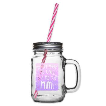 Don't Make Me Call My Mimi Grandchild - Glass jar with handle and screw cap - clear - Right